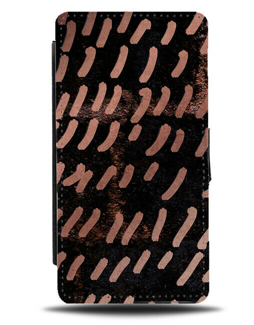 Black and Rose Gold Funky Dotted Lines Flip Wallet Case Dots Squiggles G337