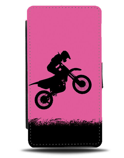 Motorbike Flip Cover Wallet Phone Case Motor Bike Bikes Helmet Hot Pink i619