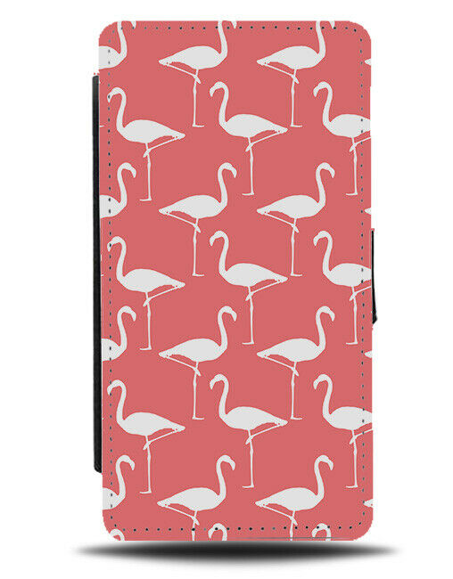 Peach Coloured Flamingo Flip Cover Wallet Phone Case Colour Flamingos Print B793