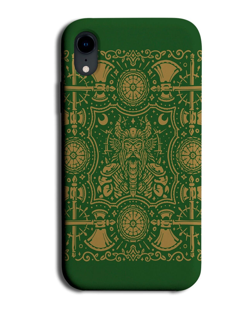 Green and Gold Vikings Face Phone Case Cover Viking Warrior Spartan Helmet CT37