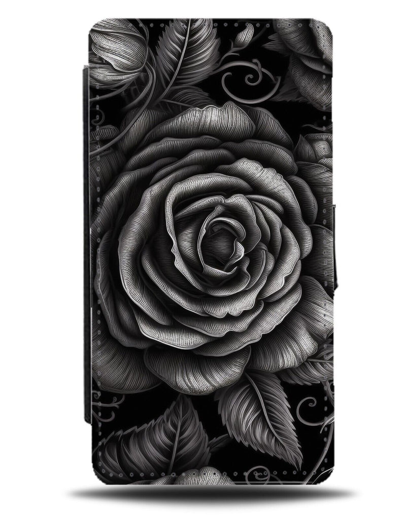 Black Rose Petals Flip Wallet Case Petal Flowers Flower Roses Floral Mens CZ17