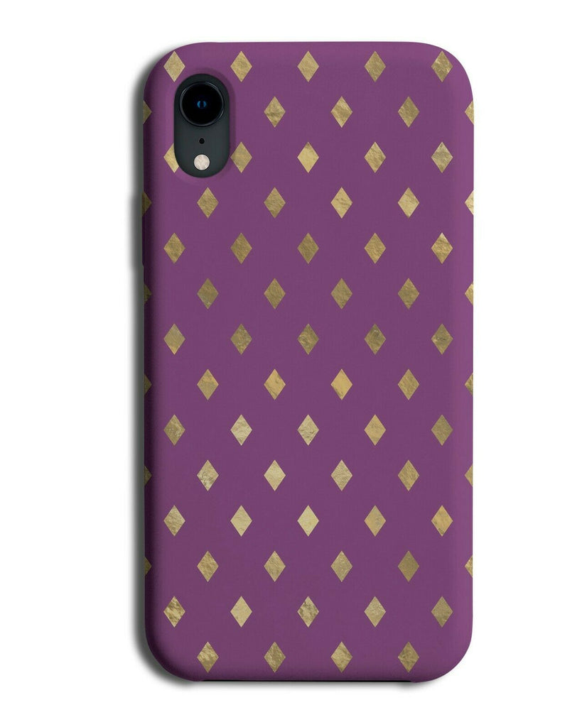 Lilac Purple With Gold Diamond Shapes Phone Case Cover Golden Style Pattern G221
