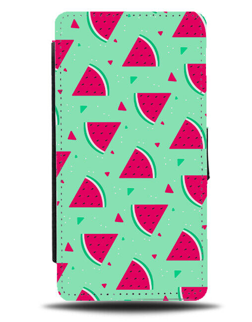 Mint Green Watermelon Slices Flip Wallet Case Watermelons Melons Retro E651