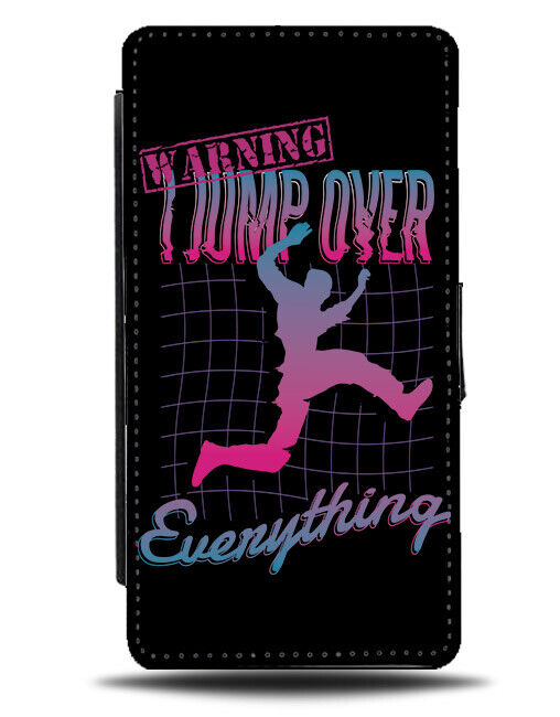 Parkour Flip Wallet Case Neon 80s Colourful Retrowave Colours Pink Retro N558