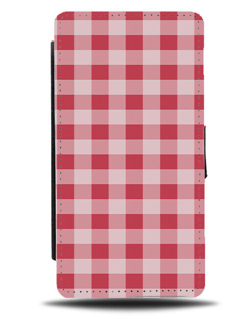 Red and White Gingham Picnic Pattern Flip Wallet Case Mat Tartan Flannel K797