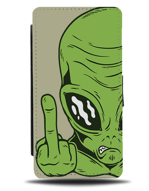 Rude Alien Flip Wallet Case Funny Novelty Aliens Swearing Middle Finger i918
