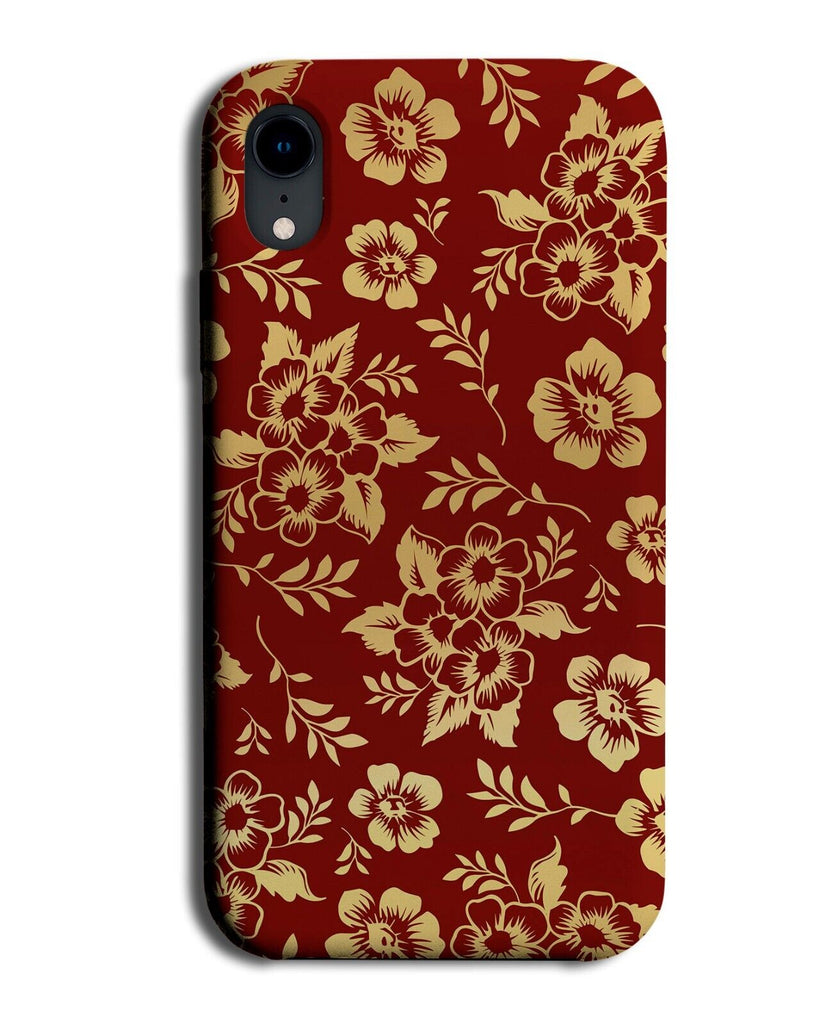 Red and Gold Oriental Flowers Phone Case Cover Floral Chinese Design Print P806