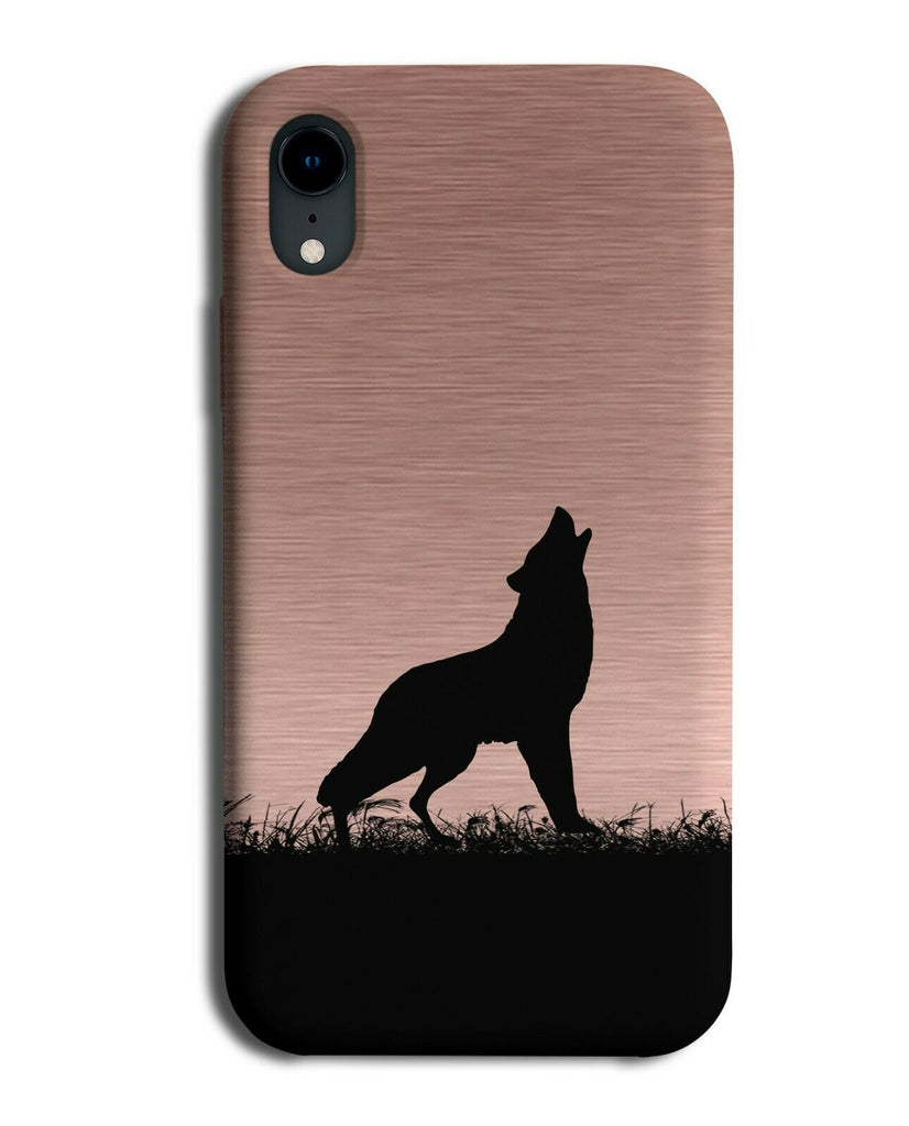 Wolf Silhouette Phone Case Cover Wolves Rose Gold Coloured i135