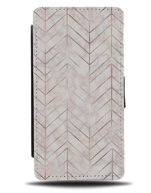 Rose Gold and White Marble Geometric Flip Wallet Case Marbel Design Effect F878