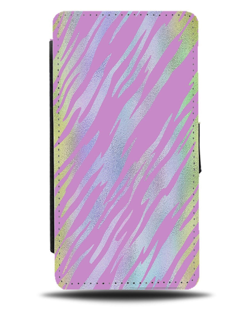 Pink Iridescent Zebra Stripes Flip Wallet Case Zebras Girl Girls Skin Print DE57