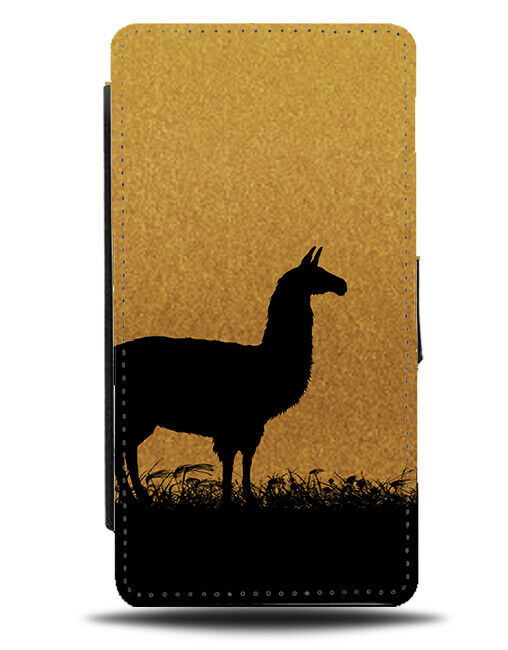 Llama Silhouette Flip Cover Wallet Phone Case Llama Gold Alpaca Alpacas H997