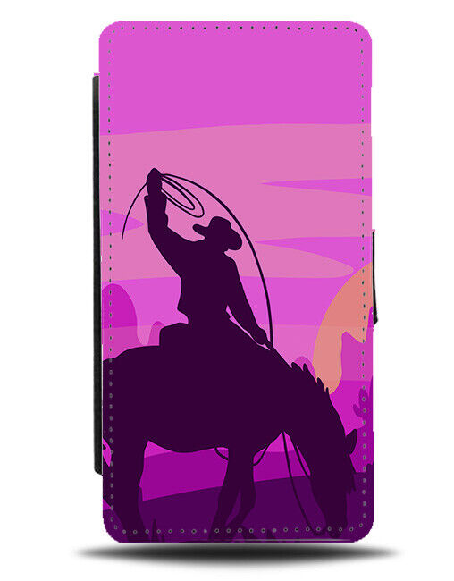 Pink Cowboy Flip Wallet Case Cowboys Riding Horse Silhouette Cow Boy Shape J505