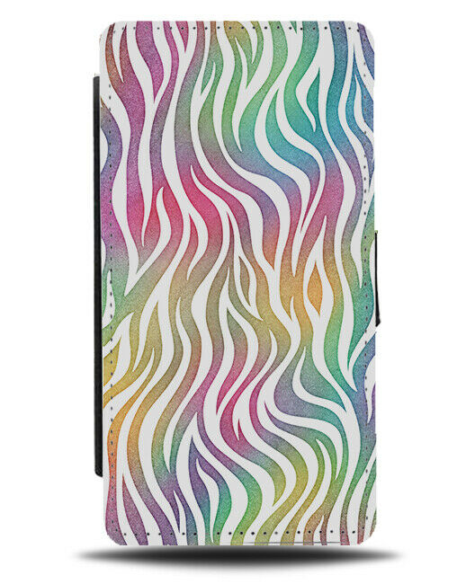 Colourful Rainbow Zebra Stripes Flip Wallet Case Zebras Print Pattern Lines F808
