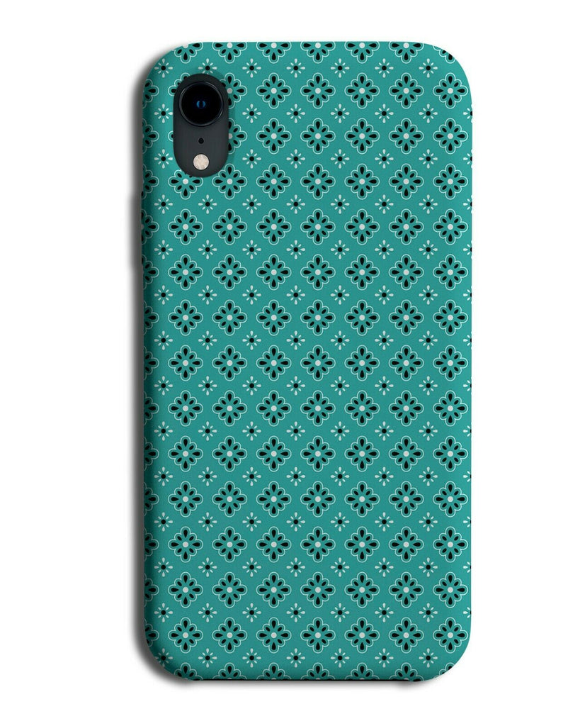 Turquoise Green Phone Case Cover Black White Diamond Floral Print Flowery G620