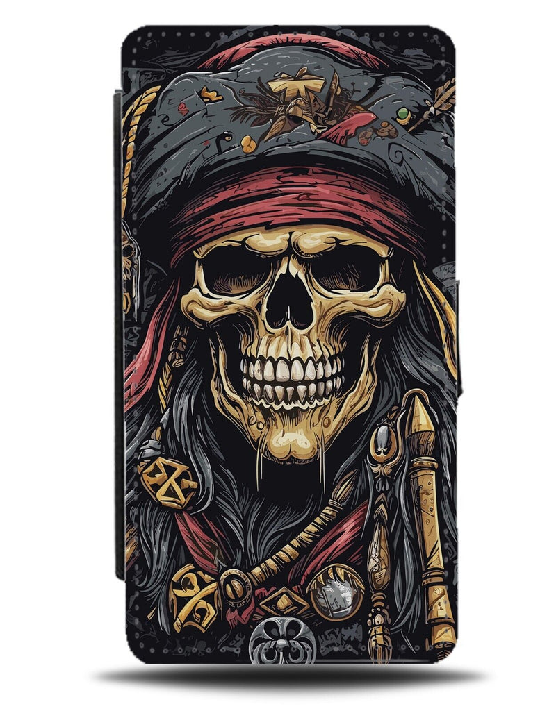 Classic Pirates Skull Flip Wallet Case Skulls Pirate Skeleton Head Style DF76