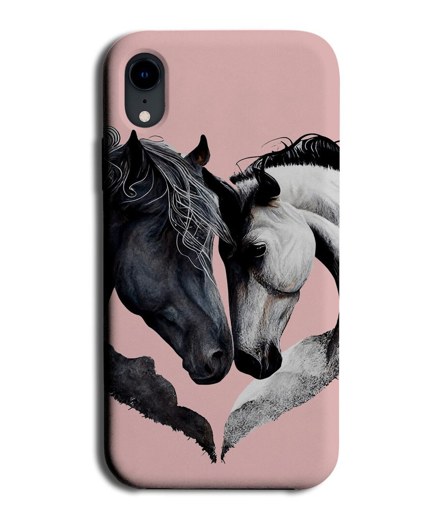 Black and White Stallion Horse Head Phone Case Cover Horses Heads Yin Yan AG46