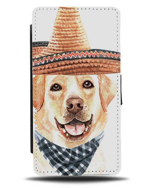 Mexican Labrador Flip Wallet Case Mexico Hat Sombrero Costume K723