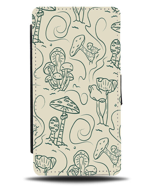 Mushroom Sketched Design Flip Wallet Case Sketch Drawing Mushrooms K850