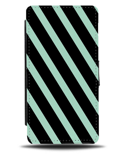 Black and Mint Green Stripe Pattern Flip Cover Wallet Phone Case Stripes i902