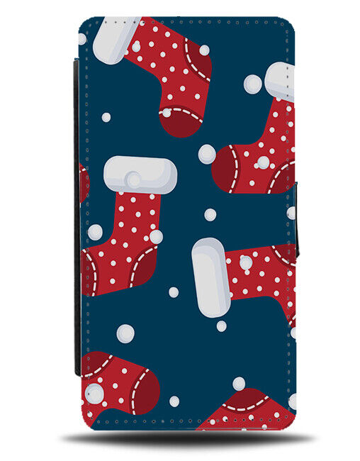 Christmas Stockings Flip Wallet Case Stocking Shapes Symbols Red Socks N870