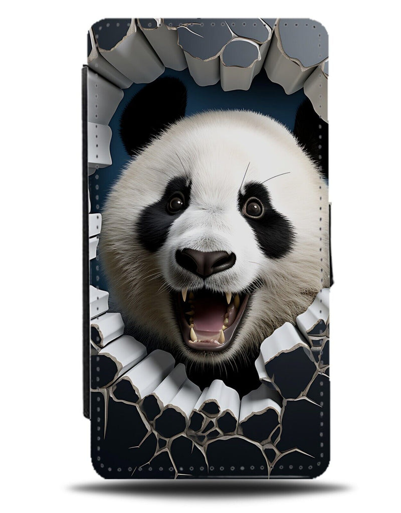 Funny Novelty Panda Bear Flip Wallet Case Giant Pandas Face Head 3D Design DF08