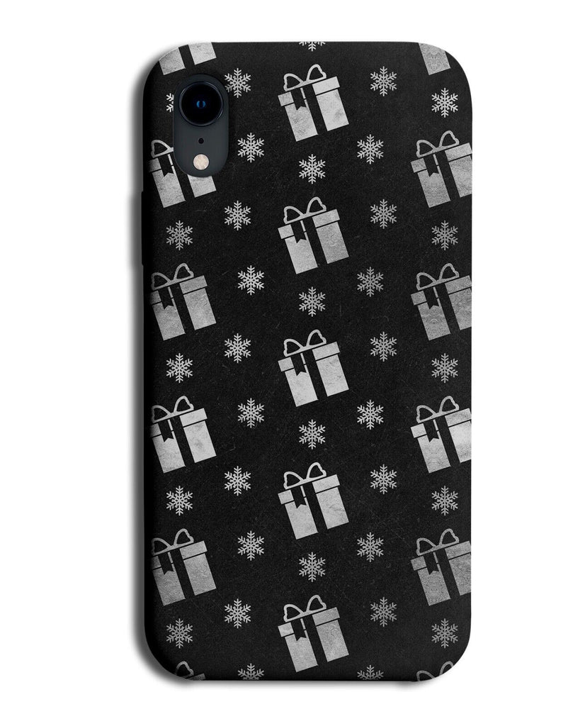 Black and Silver Christmas Theme Pattern Phone Case Cover Presents Present CA70