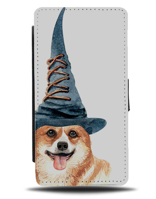 Corgi Flip Wallet Phone Case Dogs Wizard Hat Magic Magician Corgis Witch K518