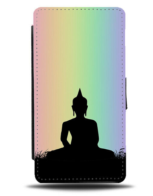 Buddha Silhouette Flip Cover Wallet Phone Case Buddhist Colourful Rainbow i650