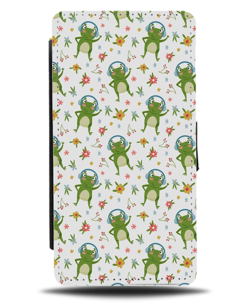 Silent Disco Frog Party Flip Wallet Case Frogs In Headphones Rave Ravers AP65
