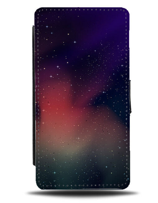 Colourful Galaxy Flip Wallet Case Northern Lights Colours Rainbow Space E676