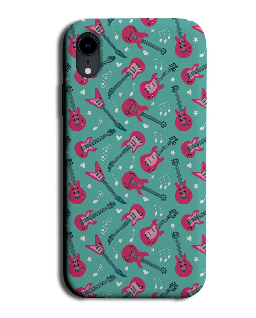Electric Guitar Pattern Phone Case Cover Guitars Guitarist Band Blue Music DA12