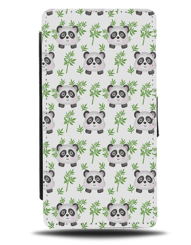 Pandas Flip Wallet Case Pattern Design Panda Bear Bears Cartoon Head Bamboo BE52