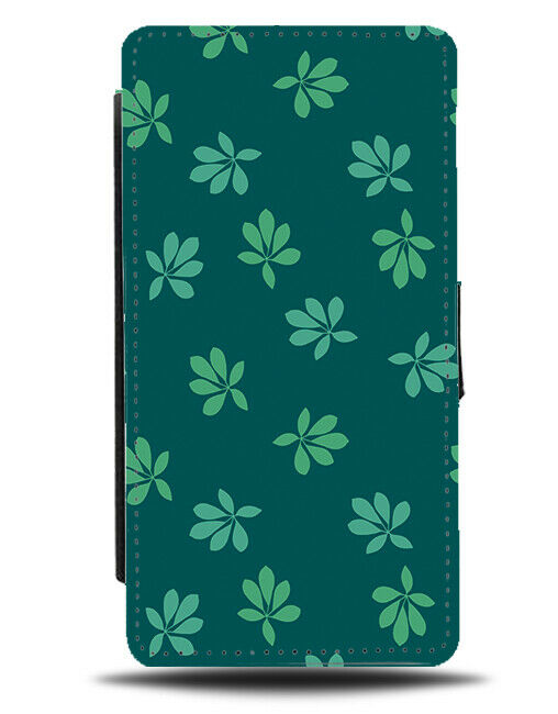 Falling Turquoise Green Leaves Flip Wallet Case Leaf Shapes Symbols Cartoon H479