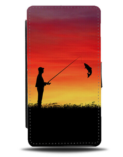 Fishing Flip Cover Wallet Phone Case Fisherman Fish Kit Gear Sunrise Sunset i757