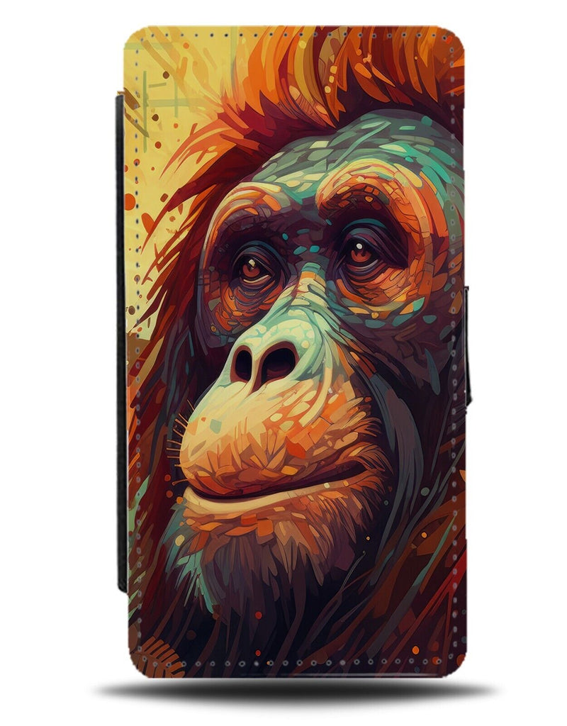 Artistic Orangutan Face Flip Wallet Case Orangutang Monkey Ginger Orangotan DD56