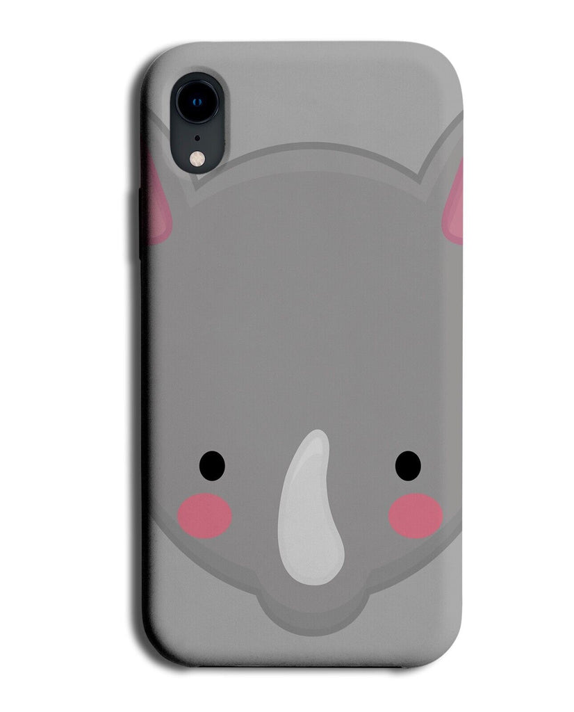 Children's Rhino Animal Phone Case Cover Rhinos Face Kids Child's Grey Q484R