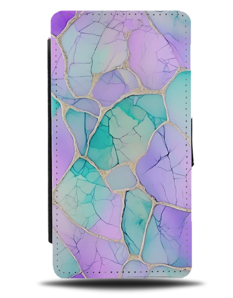 Purple Mermaid Marble Design Flip Wallet Case Green Lilac Violet Coloured CY29