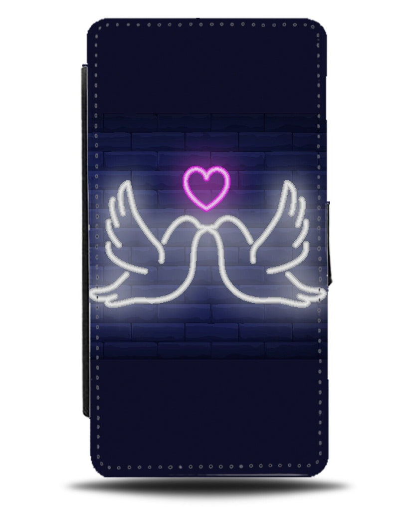 Neon Love Doves Sign Flip Wallet Case Dove Birds Couple Romantic Love Bar DB30