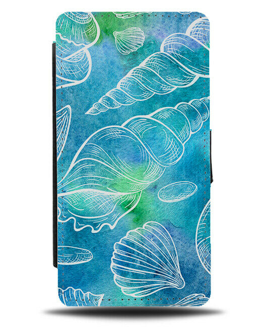 Green & Blue Cone Seashell Flip Wallet Case Seashells Cones Ocean Fish Sea F814