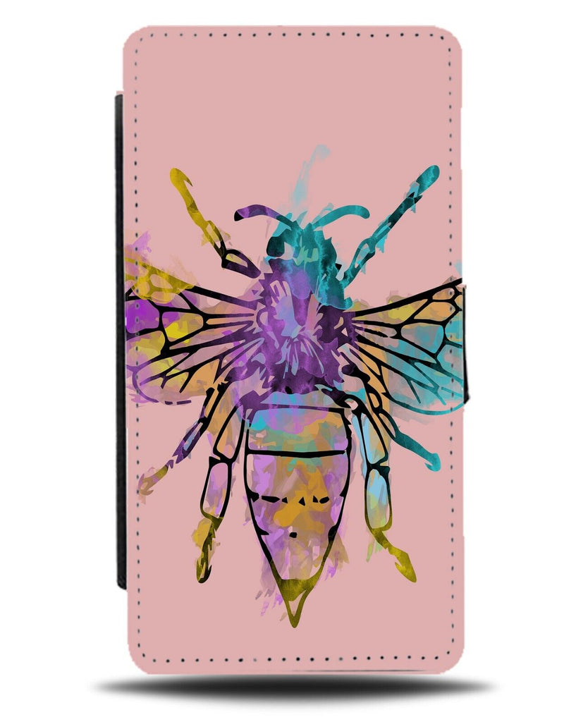 Oil Painting Bumblebee Flip Wallet Case Bee Outline Shape Symbol Logo BD20
