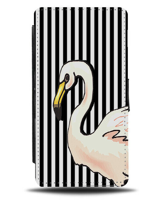 Retro Black And White Flamingo Flip Cover Wallet Phone Case Cartoon Funny A273
