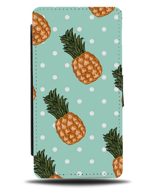 Mint Green Polka Dot Pineapples Flip Cover Wallet Phone Case Pattern Design B962