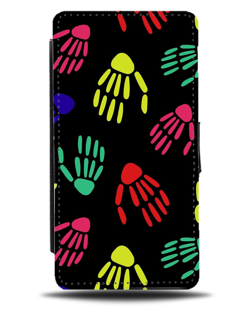 Large Colourful Skeleton Hands Flip Wallet Case Skull Halloween Rainbow CP08