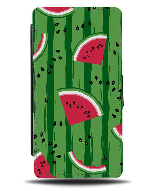 Watermelon Green Stripes Flip Wallet Case Striped Slice Slices Outside E812