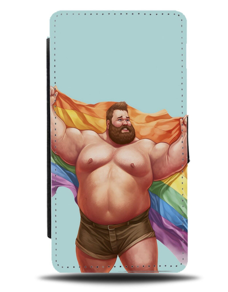 Funny Chubby Pride Guy Flip Wallet Case LGBT Fat Man Bear Beard Bearded CK25