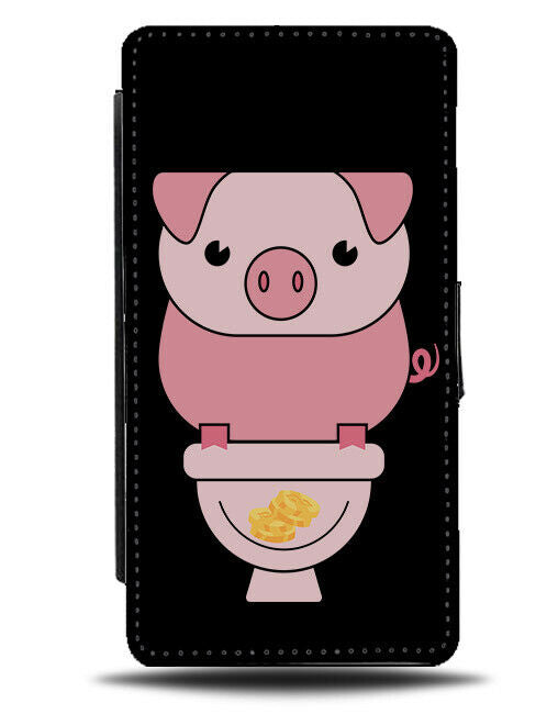 Piggy Bank Flip Wallet Phone Case Pig Pigs Coins Pink Cartoon Kids Funny E286