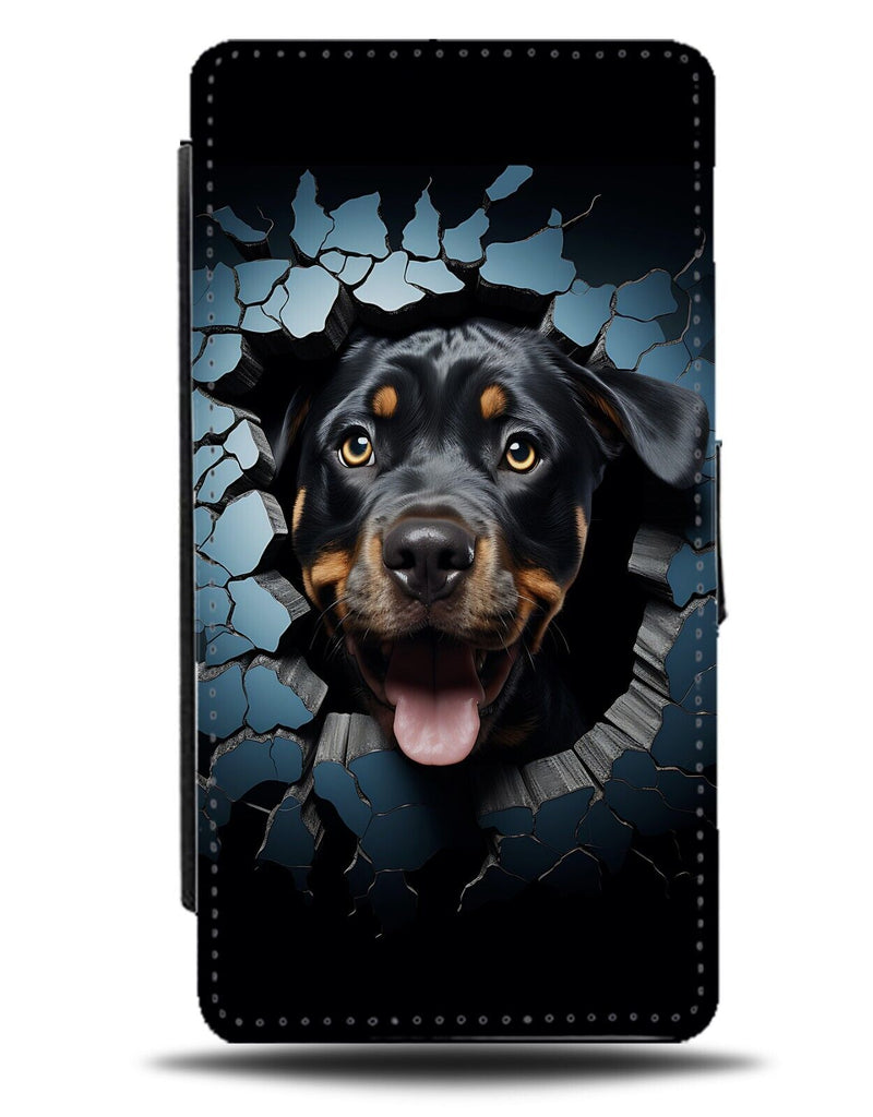 Funny Rottweiler Breaking Through Flip Wallet Case 3D Effect Print Dog CX37