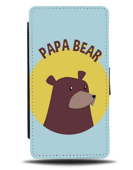 Funny Papa Bear Flip Wallet Phone Case Cartoon Brown Grizzly Bears Face E202