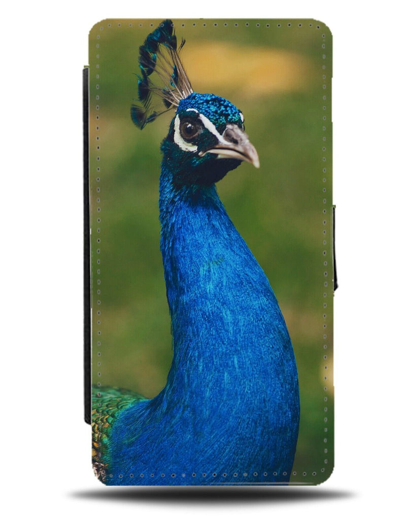 Peacock Face Photograph Flip Wallet Case Picture Photo Peacocks Blue Head DH42