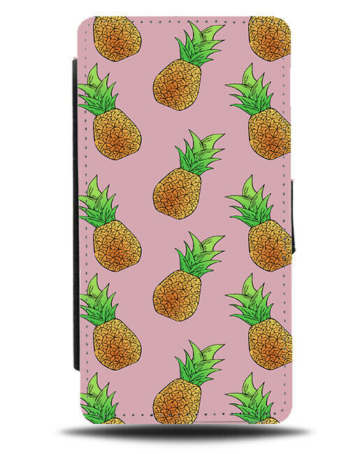 Dark Pastel Pink Pineapples Pattern Flip Cover Wallet Phone Case Tropical A356